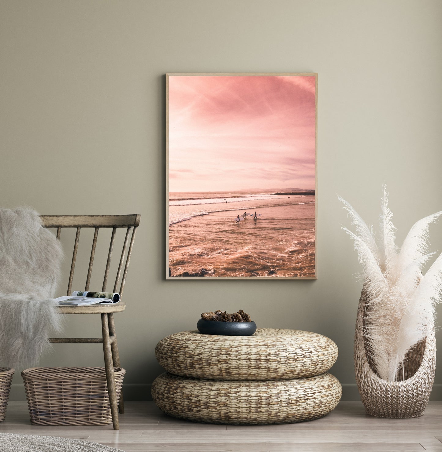 Pink Sunset Surfers Poster