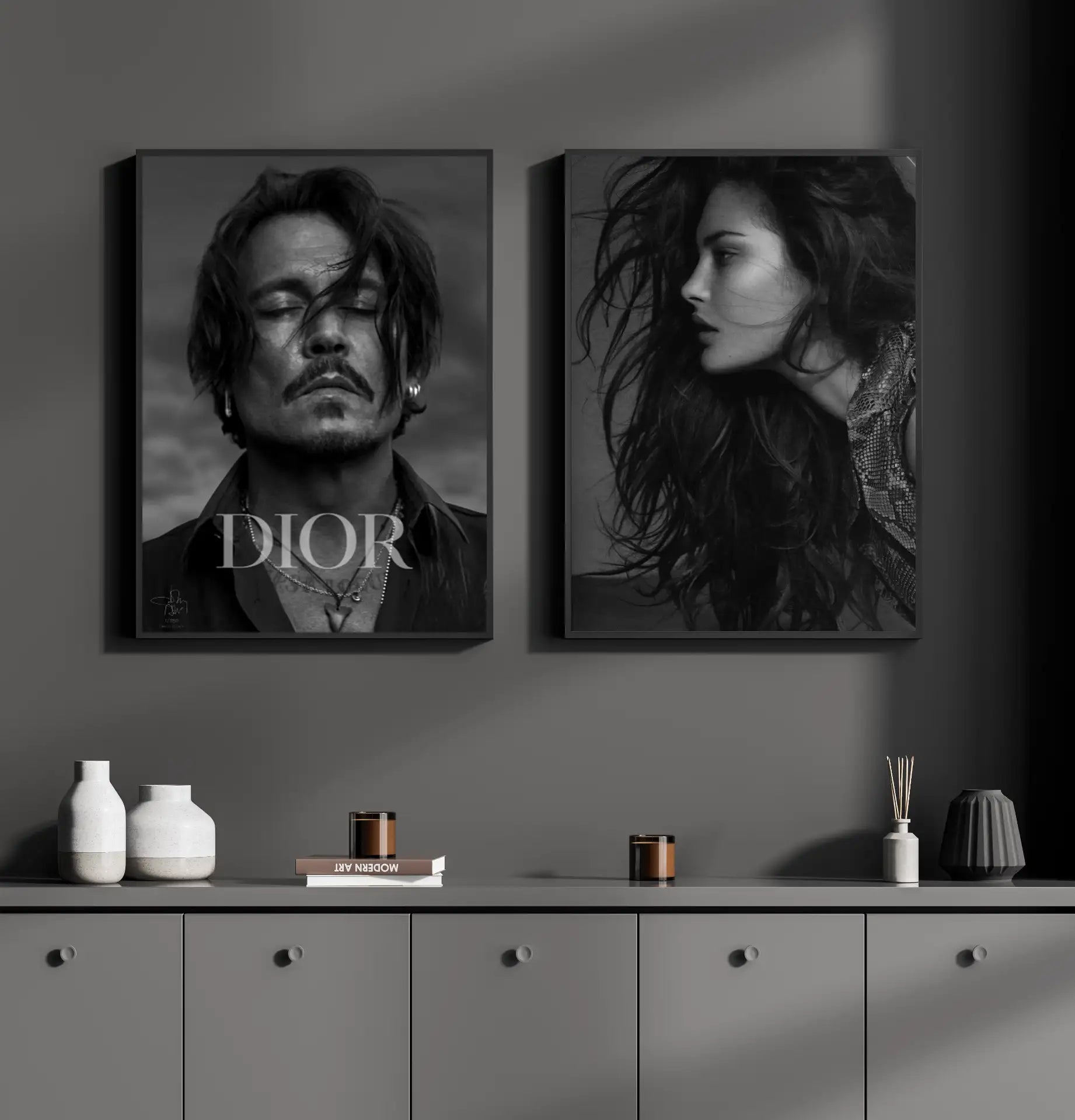 Dior svartvitt affisch med Johnny Depp.