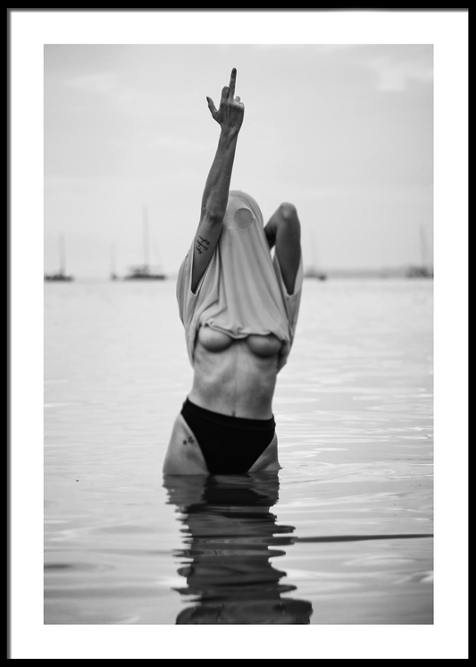 Girl Showing Middle Finger Poster