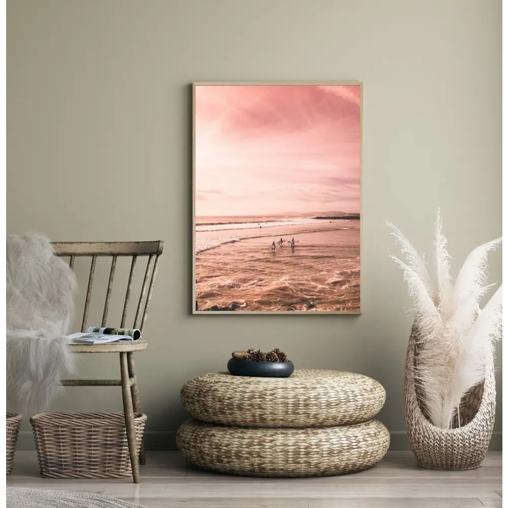 Pink Sunset Surfers Poster