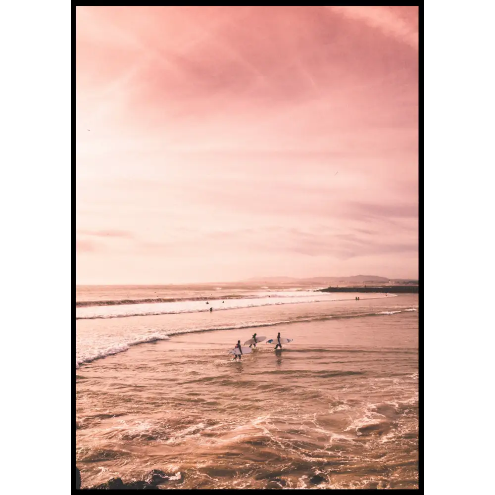 Pink Sunset Surfers Poster